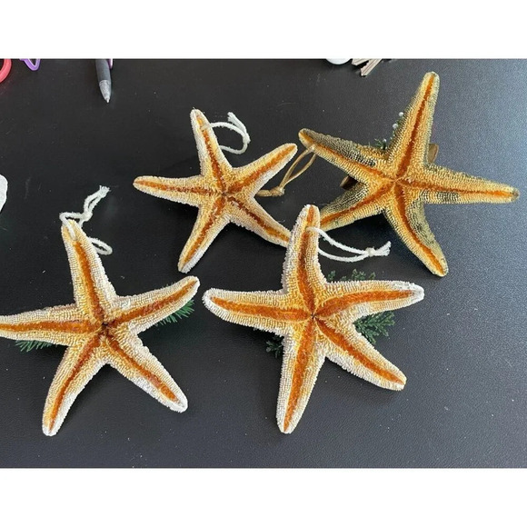 Starfish Christmas Holiday Glittery Ornaments Set Of‎ 4 Embellished - Picture 8 of 8